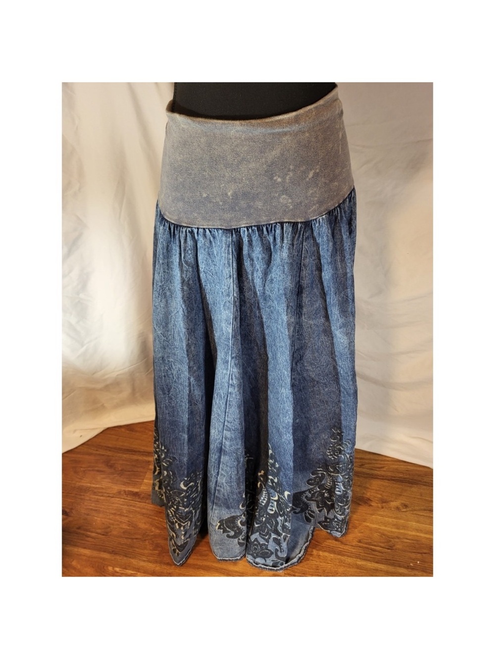 Blue Maxi Skirt with Wide Waistband